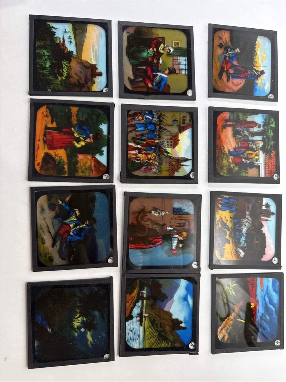 Antique magic Lantern Slide France Bingen On The Rhine Color Set Of 12